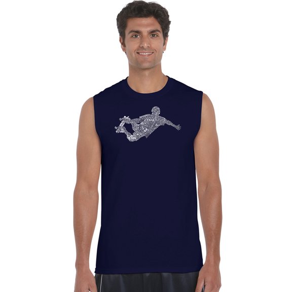 LA Pop Art Men's Word Art Sleeveless T-shirt - POPULAR SKATING MOVES & TRICKS