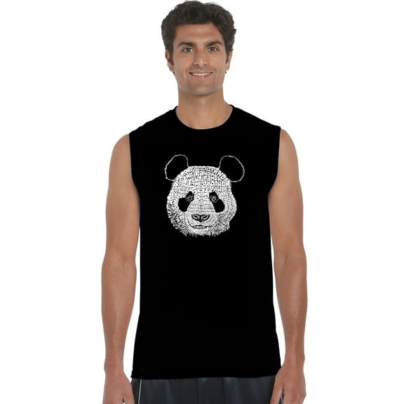 LA Pop Art Men's Word Art Sleeveless T-shirt - Panda