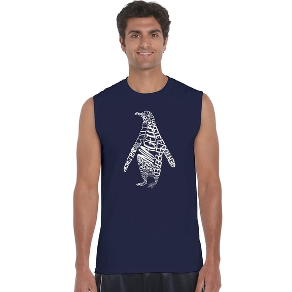 LA Pop Art Men's Word Art Sleeveless T-shirt - Penguin