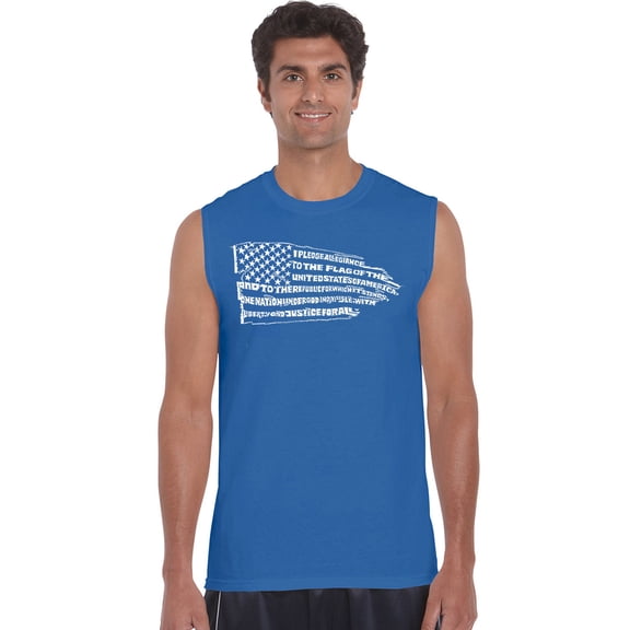 LA Pop Art Men's Word Art Sleeveless T-shirt - Pledge of Allegiance Flag
