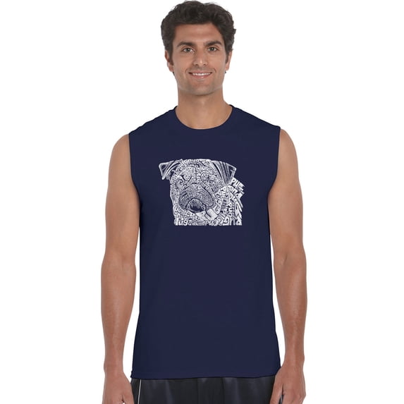 LA Pop Art Men's Word Art Sleeveless T-shirt - Pug Face