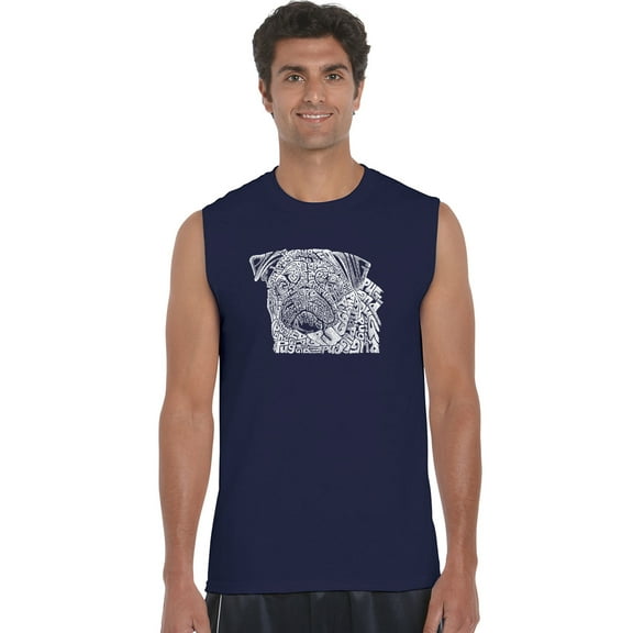 LA Pop Art Men's Word Art Sleeveless T-shirt - Pug Face