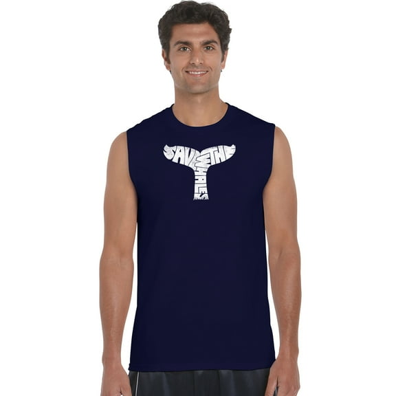 LA Pop Art Men's Word Art Sleeveless T-shirt - SAVE THE WHALES