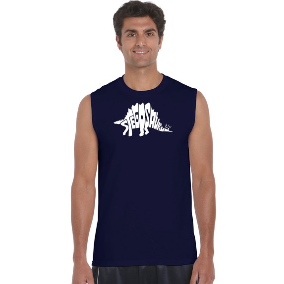 LA Pop Art Men's Word Art Sleeveless T-shirt - STEGOSAURUS