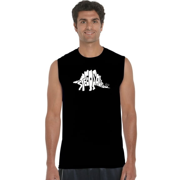 LA Pop Art Men's Word Art Sleeveless T-shirt - STEGOSAURUS