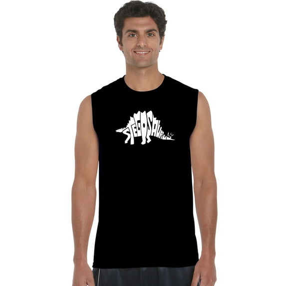LA Pop Art Men's Word Art Sleeveless T-shirt - STEGOSAURUS