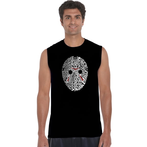 LA Pop Art Men's Word Art Sleeveless T-shirt - Slasher Movie Villians