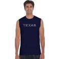 thumbnail image 1 of LA Pop Art Men's Word Art Sleeveless T-shirt - THE GREAT CITIES OF TEXAS, 1 of 2