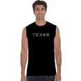 thumbnail image 1 of LA Pop Art Men's Word Art Sleeveless T-shirt - THE GREAT CITIES OF TEXAS, 1 of 2