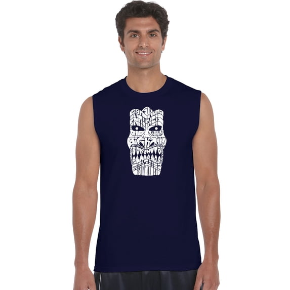 LA Pop Art Men's Word Art Sleeveless T-shirt - TIKI - BIG KAHUNA