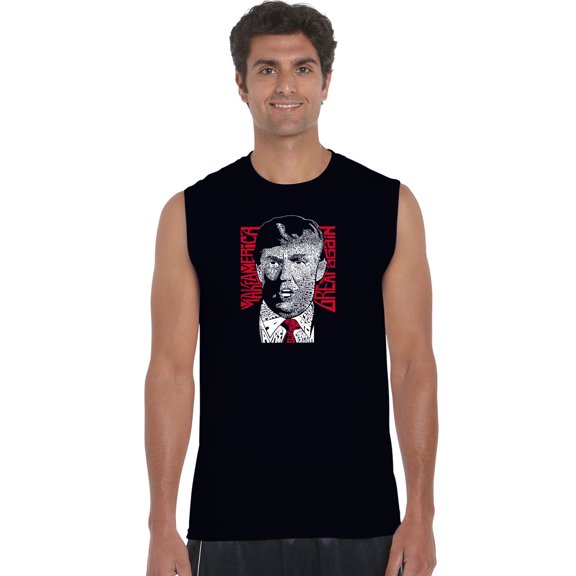 LA Pop Art Men's Word Art Sleeveless T-shirt - TRUMP - Make America Great Again