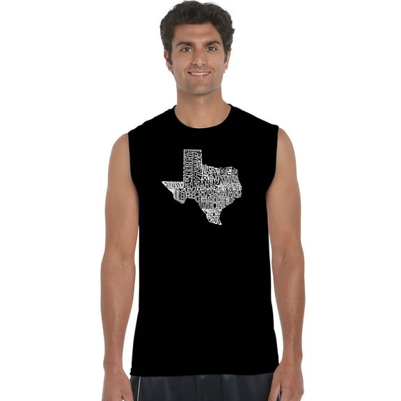 LA Pop Art Men's Word Art Sleeveless T-shirt - The Great State of Texas