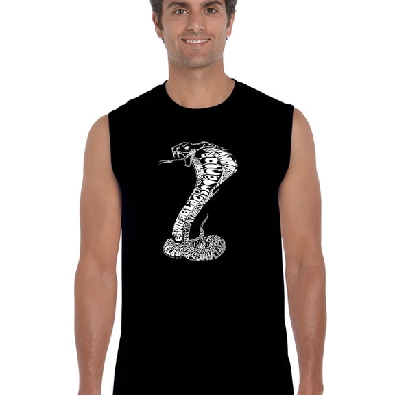 LA Pop Art Men's Word Art Sleeveless T-shirt - Tyles of Snakes