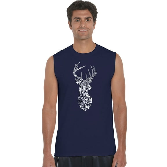 LA Pop Art Men's Word Art Sleeveless T-shirt - Types of Deer
