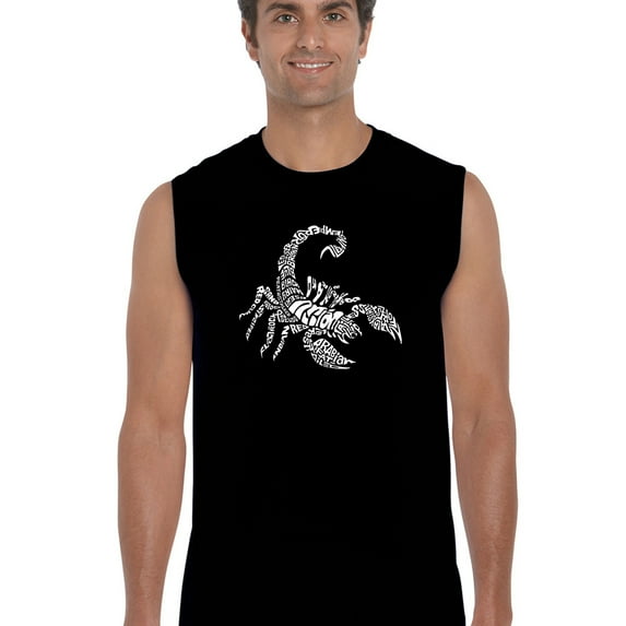 LA Pop Art Men's Word Art Sleeveless T-shirt - Types of Scorpions