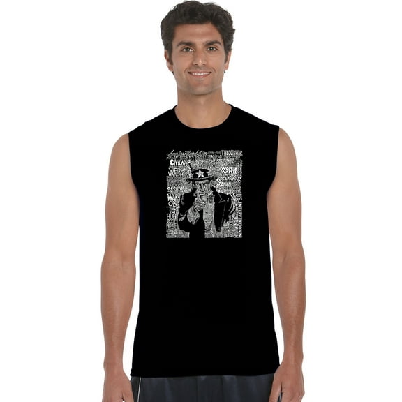 LA Pop Art Men's Word Art Sleeveless T-shirt - UNCLE SAM