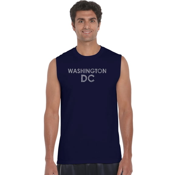 LA Pop Art Men's Word Art Sleeveless T-shirt - WASHINGTON DC NEIGHBORHOODS