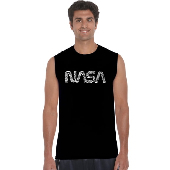 LA Pop Art Men's Word Art Sleeveless T-shirt - Worm Nasa