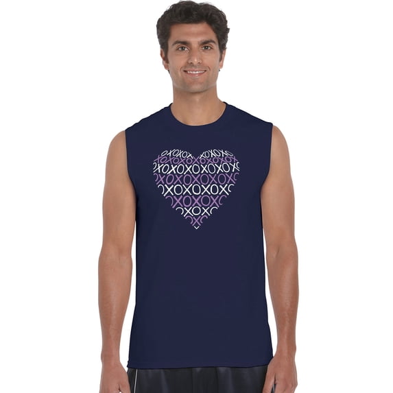 LA Pop Art Men's Word Art Sleeveless T-shirt - XOXO Heart