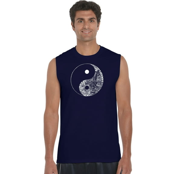 LA Pop Art Men's Word Art Sleeveless T-shirt - YIN YANG