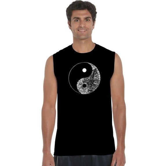 LA Pop Art Men's Word Art Sleeveless T-shirt - YIN YANG