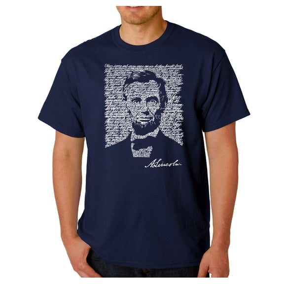 LA Pop Art Men's Word Art T-Shirt - ABRAHAM LINCOLN - GETTYSBURG ADDRESS