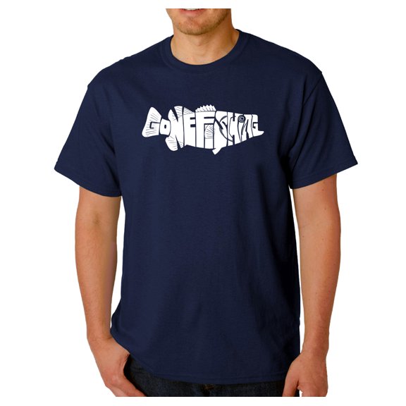 LA Pop Art Men's Word Art T-Shirt - Bass - Gone Fishing