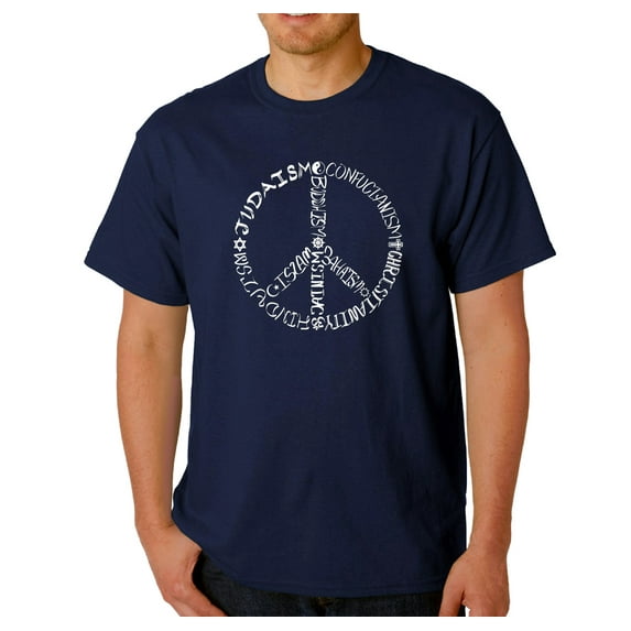 LA Pop Art Men's Word Art T-Shirt - Different Faiths peace sign