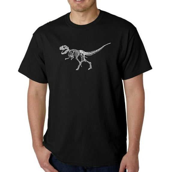 LA Pop Art Men's Word Art T-Shirt - Dinosaur T-Rex Skeleton