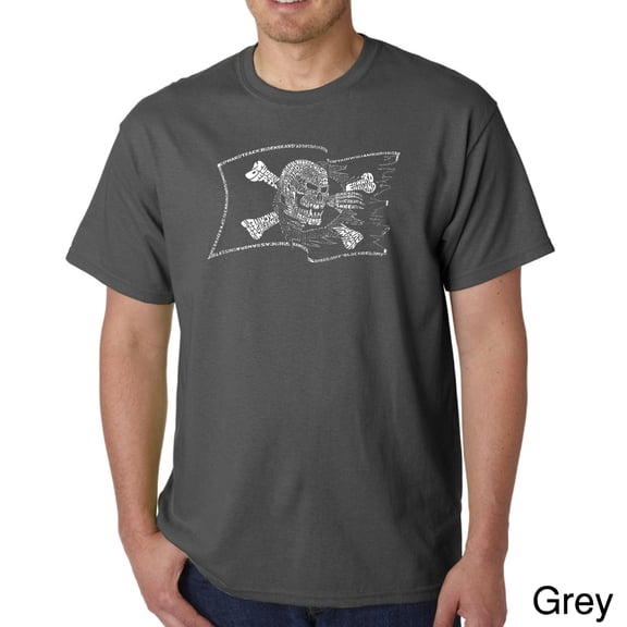 LA Pop Art Men's Word Art T-Shirt - FAMOUS PIRATE CAPTAINS AND SHIPS