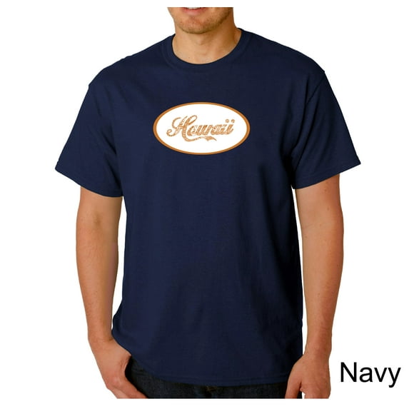 LA Pop Art Men's Word Art T-Shirt - HAWAIIAN ISLAND NAMES & IMAGERY