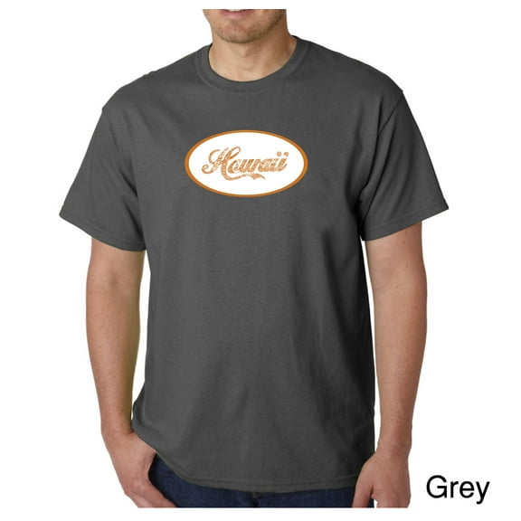 LA Pop Art Men's Word Art T-Shirt - HAWAIIAN ISLAND NAMES & IMAGERY