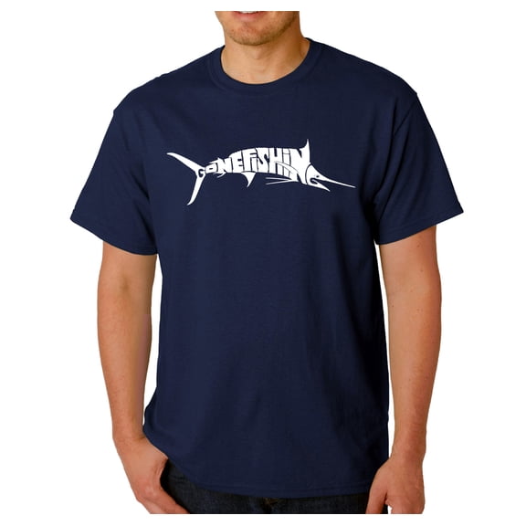 LA Pop Art Men's Word Art T-Shirt - Marlin - Gone Fishing