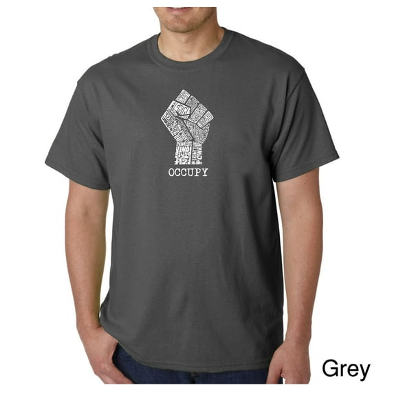LA Pop Art Men's Word Art T-Shirt - OCCUPY WALL STREET - FIGHT THE POWER