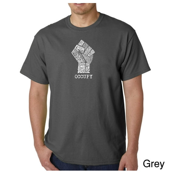 LA Pop Art Men's Word Art T-Shirt - OCCUPY WALL STREET - FIGHT THE POWER