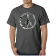 thumbnail image 1 of LA Pop Art Men's Word Art T-Shirt - PEACE, LOVE, & MUSIC, 1 of 2