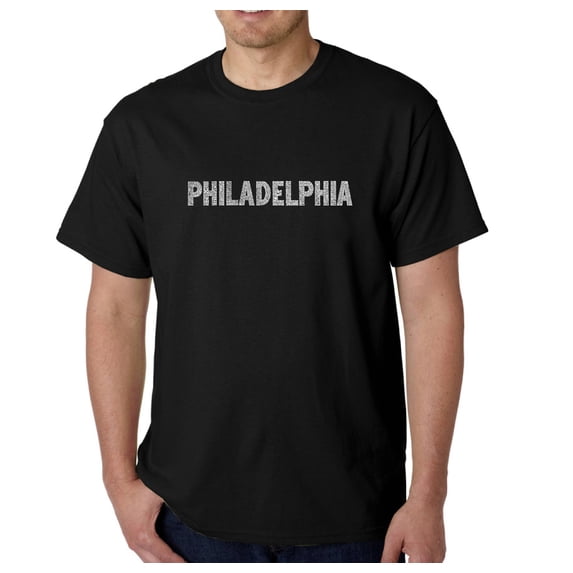 LA Pop Art Men's Word Art T-Shirt - PHILADELPHIA NEIGHBORHOODS