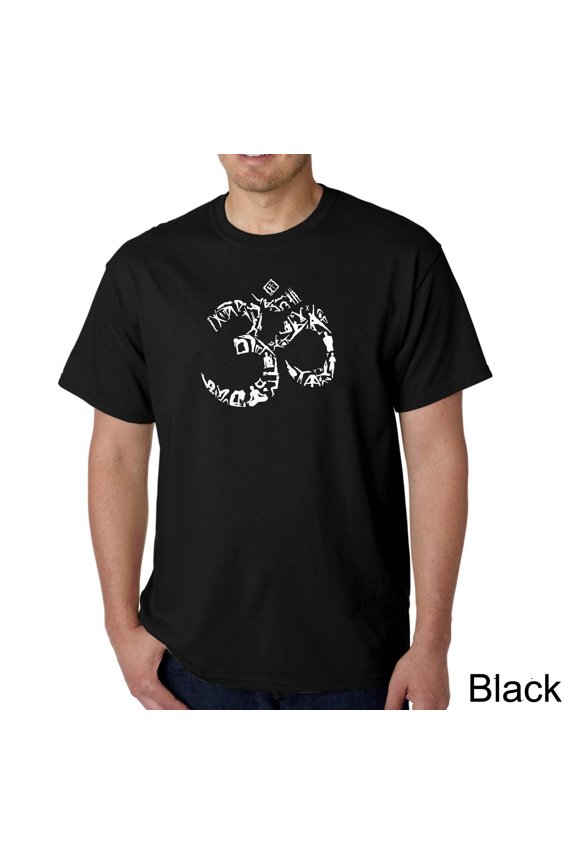 Men's Word Art T-Shirt - THE OM SYMBOL OUT OF YOGA POSES