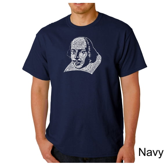 LA Pop Art Men's Word Art T-Shirt - THE TITLES OF ALL OF WILLIAM SHAKESPEARE'S COMEDIES & TRAGEDIES