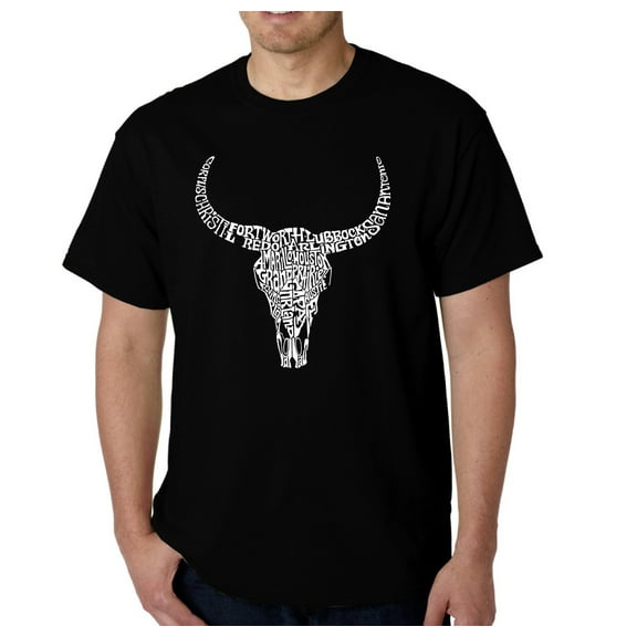LA Pop Art Men's Word Art T-Shirt - Texas Skull