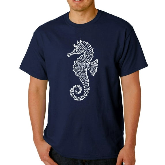 LA Pop Art Men's Word Art T-Shirt - Types of Seahorse