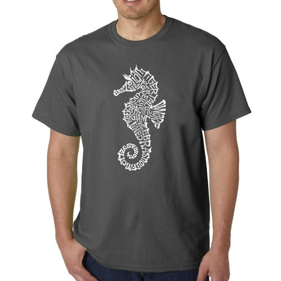 LA Pop Art Men's Word Art T-Shirt - Types of Seahorse