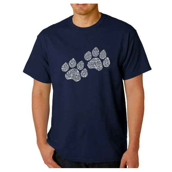 LA Pop Art Men's Word Art T-Shirt - Woof Paw Prints