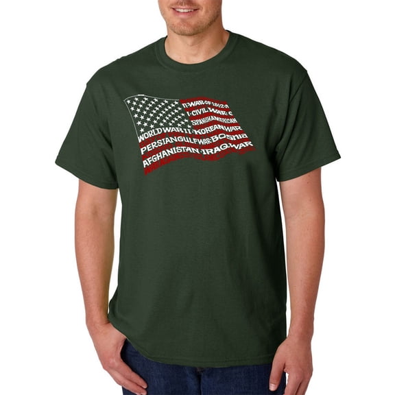 LA Pop Art Men's Word Art T-shirt - American Wars Tribute Flag