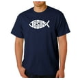 thumbnail image 1 of LA Pop Art Men's Word Art T-shirt - Christian Jesus Name Fish Symbol, 1 of 2