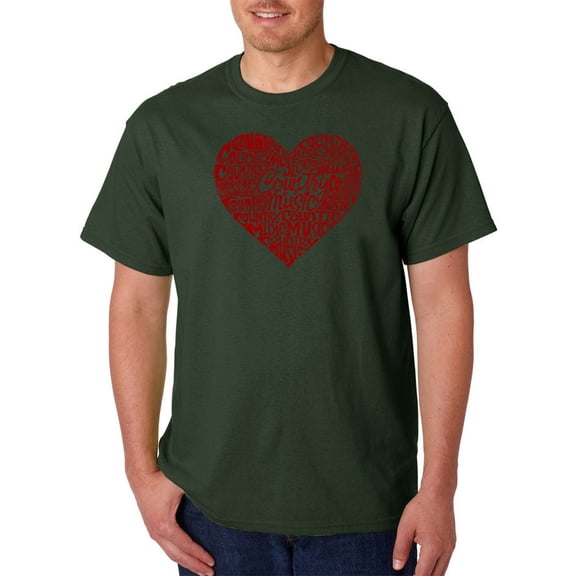 LA Pop Art Men's Word Art T-shirt - Country Music Heart