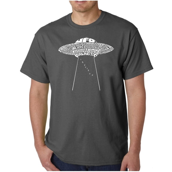 LA Pop Art Men's Word Art T-shirt - Flying Saucer UFO