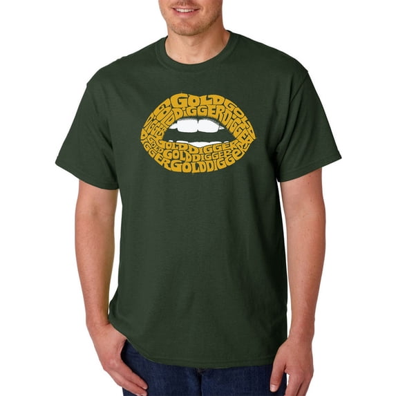 LA Pop Art Men's Word Art T-shirt - Gold Digger Lips
