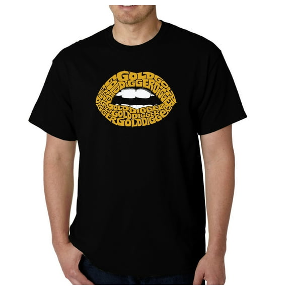 LA Pop Art Men's Word Art T-shirt - Gold Digger Lips