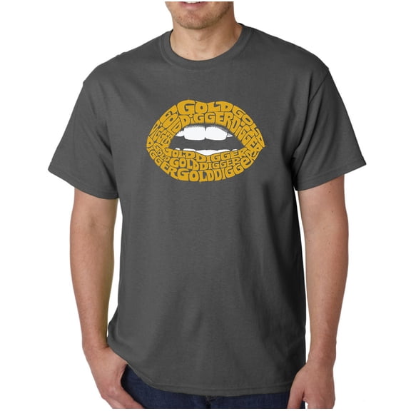 LA Pop Art Men's Word Art T-shirt - Gold Digger Lips